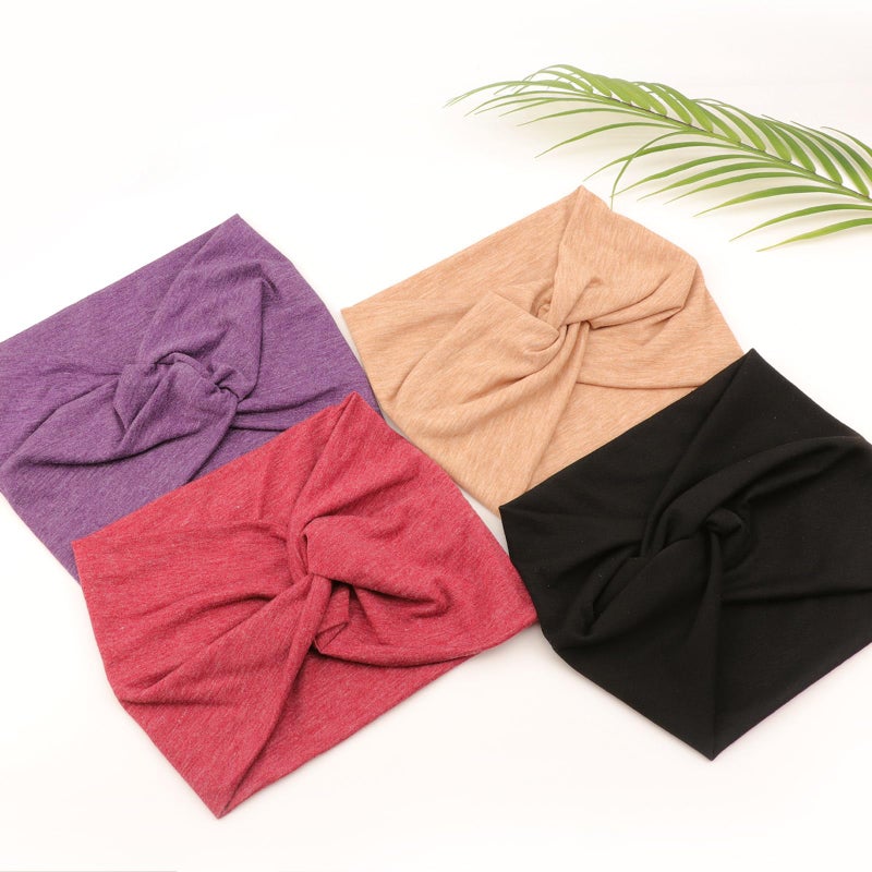 AQOKKA Extra Wide Headbands for Women Large Turban Headband Non Slip Boho Elastic Hairband Hair Twisted Knot Head Bands Accessories - Image 3