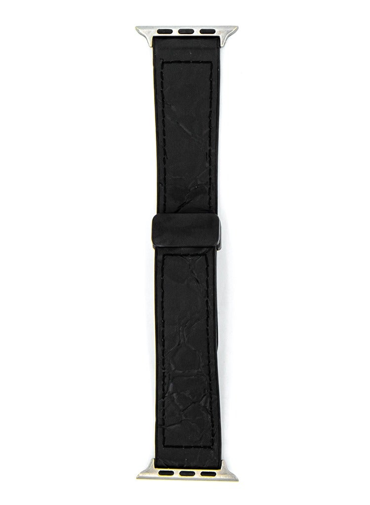 MOCOM 49mm Watch Straps Genuine Leather Crocodile Design Mocom Black - Image 1