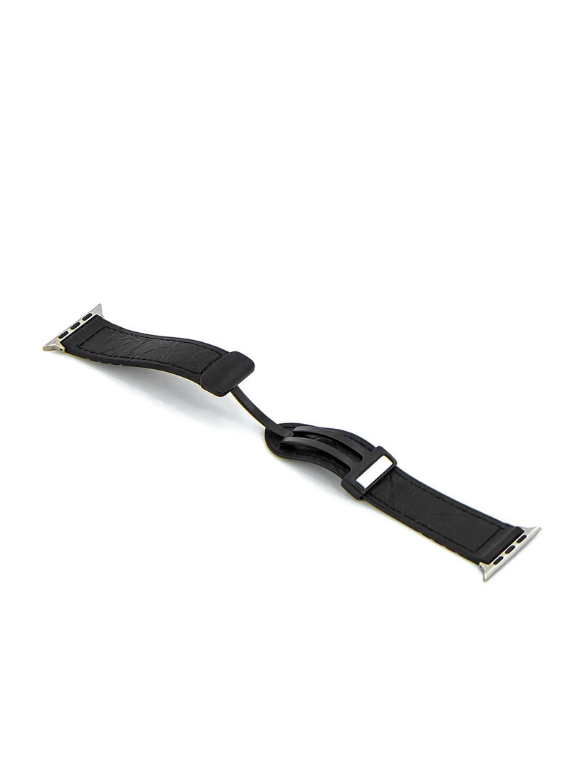 MOCOM 49mm Watch Straps Genuine Leather Crocodile Design Mocom Black - Image 2