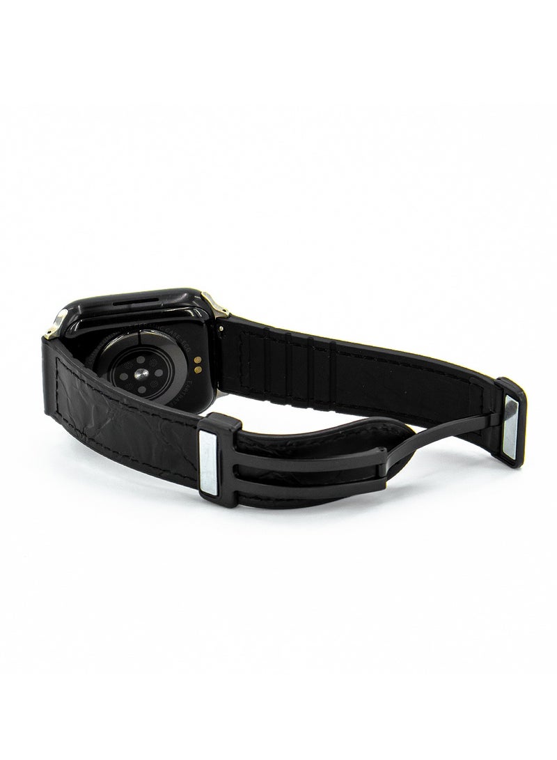 MOCOM 49mm Watch Straps Genuine Leather Crocodile Design Mocom Black - Image 3