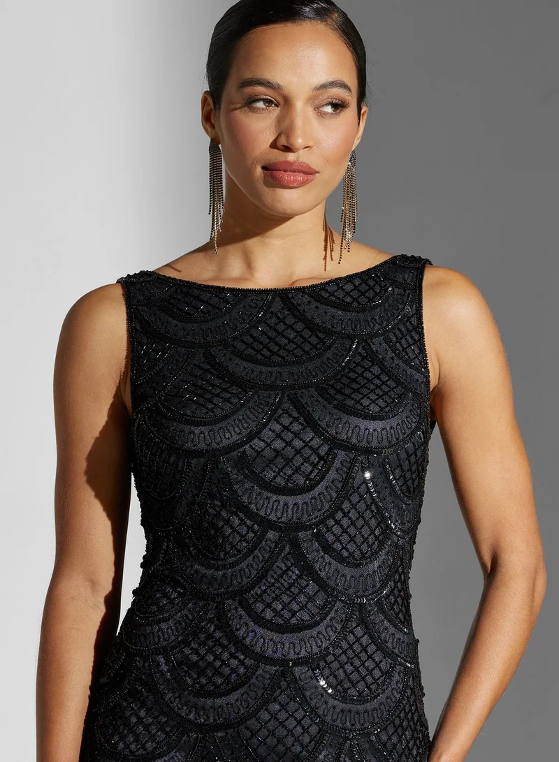 Namshi x Dana Sleeveless Embellished Dress