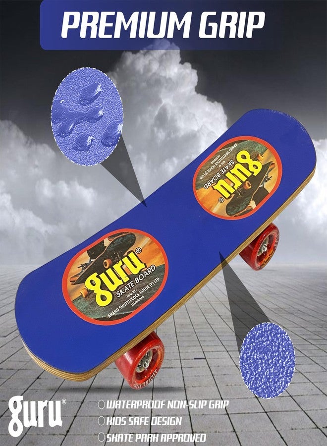GURU Small Wooden Non-Slip Skateboard for Kids, Adult 17 inch x 5 inch Skateboard (Blue, Pack of 1) - Image 2