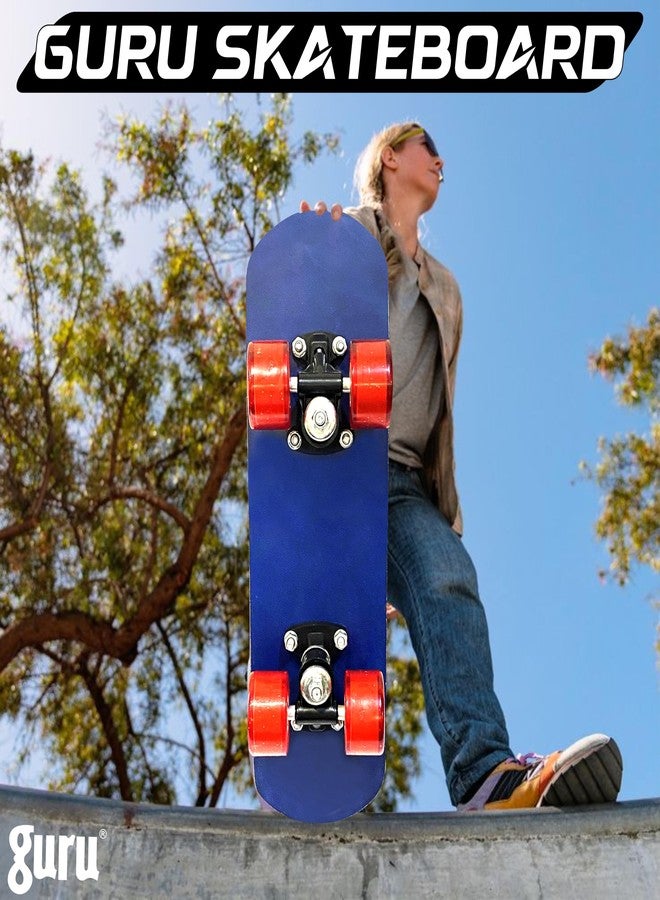 GURU Small Wooden Non-Slip Skateboard for Kids, Adult 17 inch x 5 inch Skateboard (Blue, Pack of 1) - Image 4