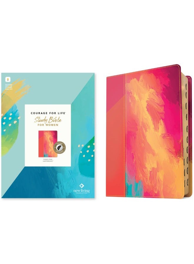 Tyndale NLT Courage For Life Study Bible for Women (LeatherLike, Fierce Pink, Indexed, Filament Enabled) - Image 1