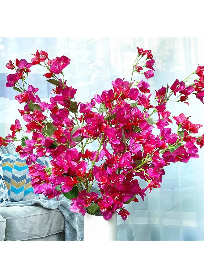 erorex Artificial Flowers Silk Bougainvillea Branches Faux Artificial Bougainvillea Floral Stems Long Plant Branches 45 Inch For Wedding Centerpieces Table Runner Home Decoration Fushia Mixed Pack Of 4Pcs - Image 1