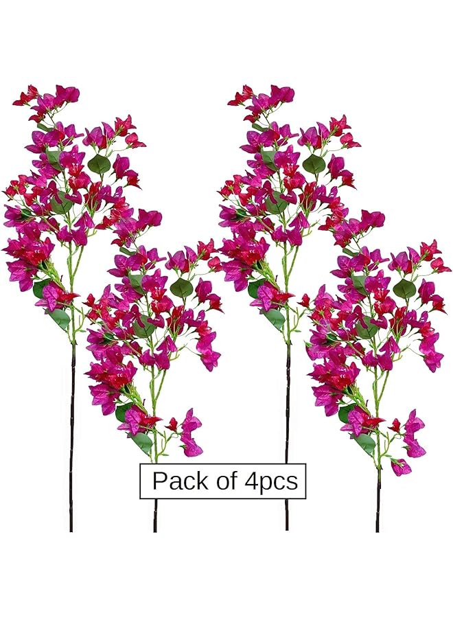 erorex Artificial Flowers Silk Bougainvillea Branches Faux Artificial Bougainvillea Floral Stems Long Plant Branches 45 Inch For Wedding Centerpieces Table Runner Home Decoration Fushia Mixed Pack Of 4Pcs - Image 3