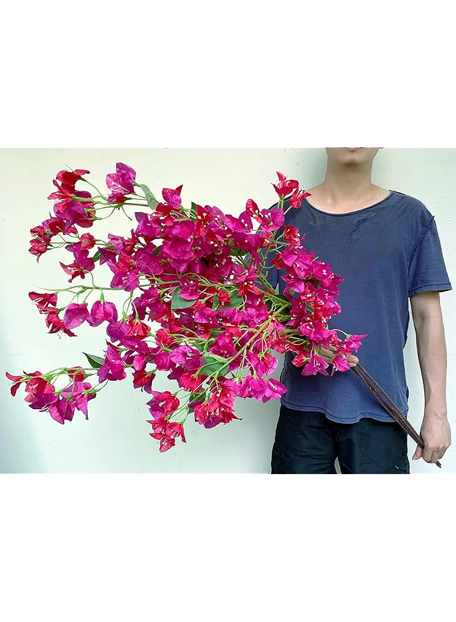 erorex Artificial Flowers Silk Bougainvillea Branches Faux Artificial Bougainvillea Floral Stems Long Plant Branches 45 Inch For Wedding Centerpieces Table Runner Home Decoration Fushia Mixed Pack Of 4Pcs - Image 2
