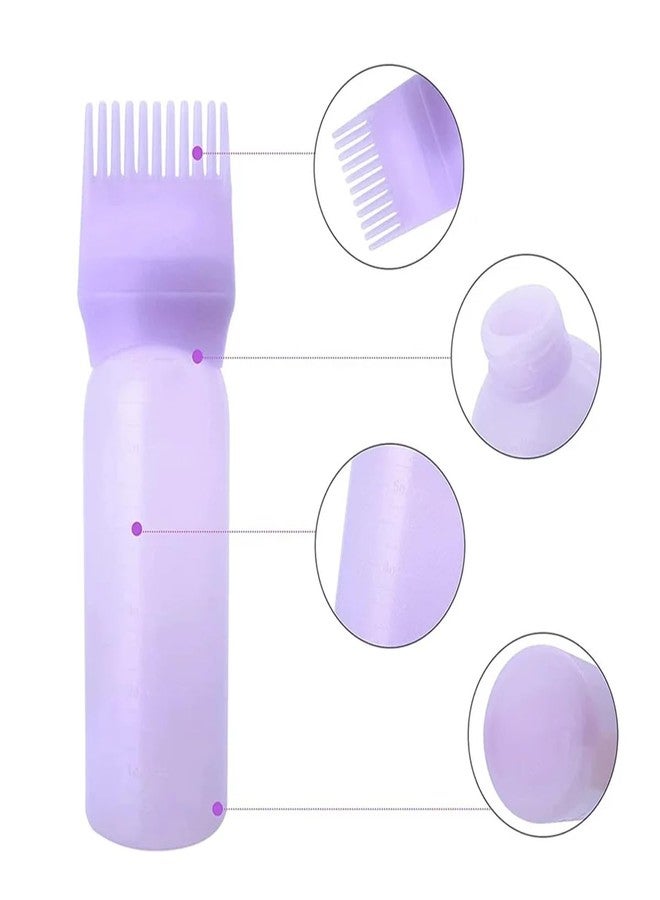 عبوة فرشاة تطبيق صبغة الشعر Pebipoo Root Comb سعة 6 أونصة، عبوة من 4 قطع، عبوة فرشاة تطبيق صبغة الشعر، عبوة تطبيق زيت الشعر بمقياس مدرج (وردي، أبيض، أسود، بنفسجي) - Image 3