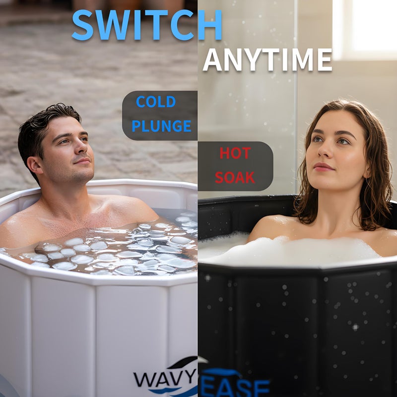 WAVYEASEÂ® Portable Bath Tub for Adults -(31.5"L x 26"H) Foldable Cold Plunge Tub for Recovery - Collapsible Soaking Bath Tub for Shower Stall - Outdoor Ice Bathtub for Athletes (Black) - Image 3