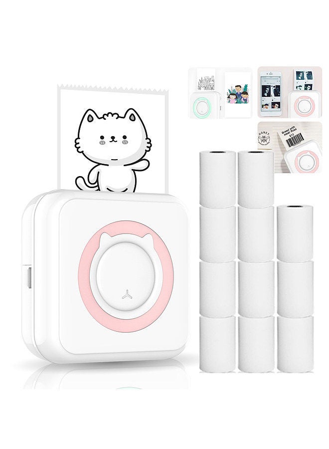 All-in-one Photo Printer Multifunction Portable Printer Wireless Instant Mini Printer Support BT Connection for Smartphone with 11 Paper Rolls 57mm Compatible with iOS Android