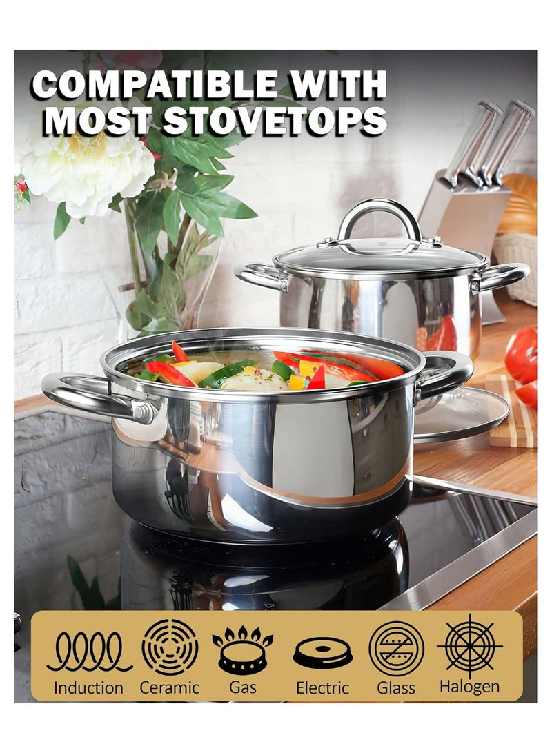 HausRoland 12pcs Stainless Steel Cookware Set, High Quality 18/10 Stainless Steel Cookware, Pan/frying Pan/casserole/saucepan/stockpot, Suitable For Any Stovetop And Dishwasher Safe - Image 2