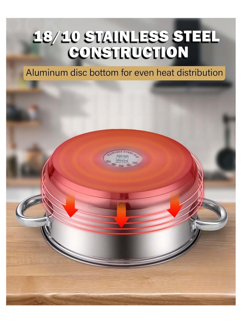 HausRoland 12pcs Stainless Steel Cookware Set, High Quality 18/10 Stainless Steel Cookware, Pan/frying Pan/casserole/saucepan/stockpot, Suitable For Any Stovetop And Dishwasher Safe - Image 5