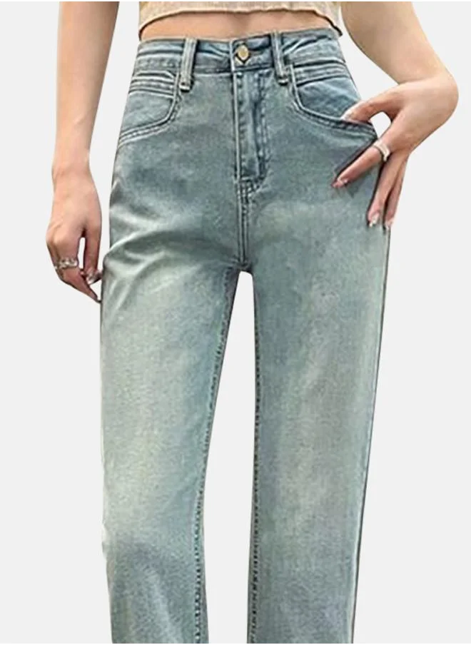 YUNIQEE Blue Cotton Slim Fit High-Rise Jeans