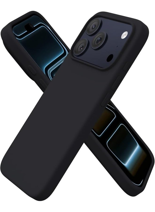 Compatible with iPhone 17 Pro Case, Slim Liquid Silicone 4 Layers Full Covered Soft Gel Rubber Shockproof Protective Phone Case with Anti-Scratch Microfiber Lining-Black - Image 1