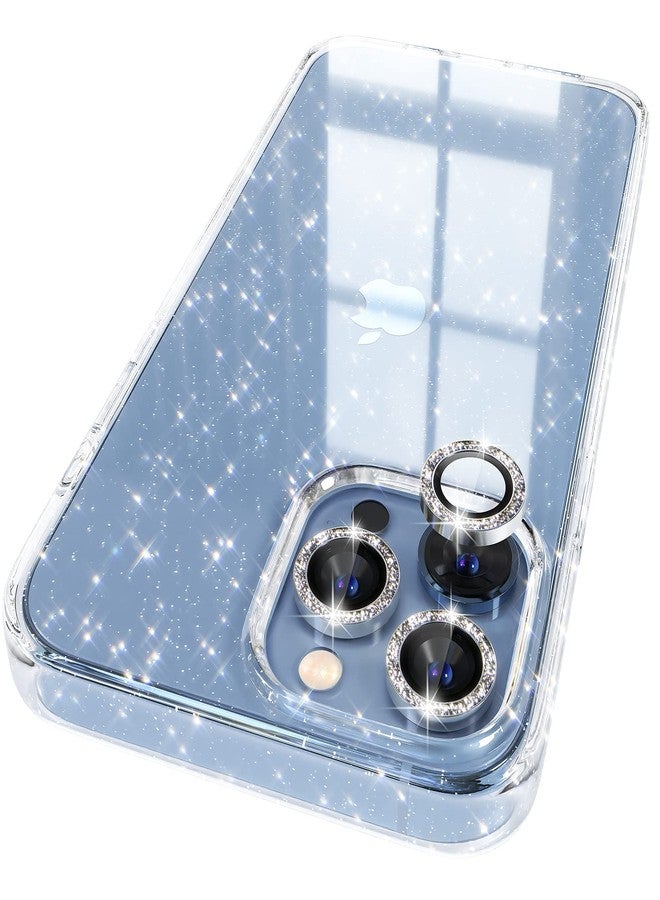 Choiche Compatible iPhone 13 Pro Max Case Cute, Women Clear Glitter Bling Sparkly Case, [3 x Diamond Camera Lens Protectors] [Non-Yellowing Shockproof Protective Cover] 6.7-inch (Glitter Clear) - Image 1
