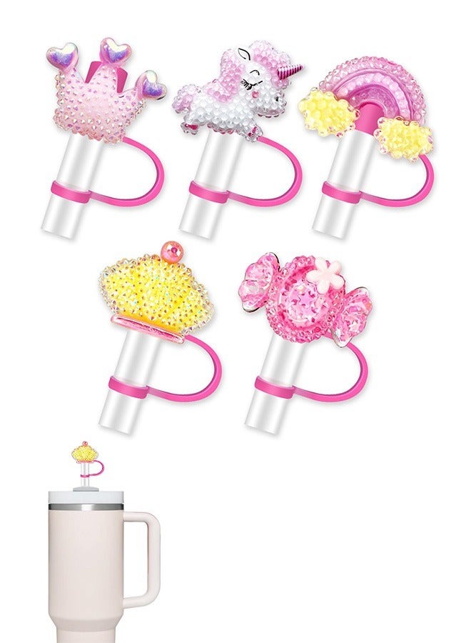 Beyond Stanley Cup Accessories Set Including 5 Pcs Silicone Straw Cover Cap, for 9-10 mm Straws (Pink) - Image 1