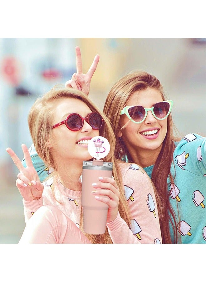 Beyond Stanley Cup Accessories Set Including 5 Pcs Silicone Straw Cover Cap, for 9-10 mm Straws (Pink) - Image 2