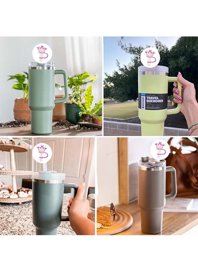 Beyond Stanley Cup Accessories Set Including 5 Pcs Silicone Straw Cover Cap, for 9-10 mm Straws (Pink) - Image 3