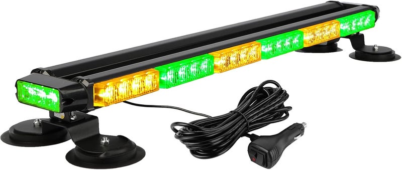 ASPL 29.5" 54 LED Strobe Light Bar Double Side Flashing High Intensity Emergency Warning Flash Strobe Light with Magnetic Base for Safety Construction Vehicles Tow Trucks Pickup (Amber/Green) - Image 1