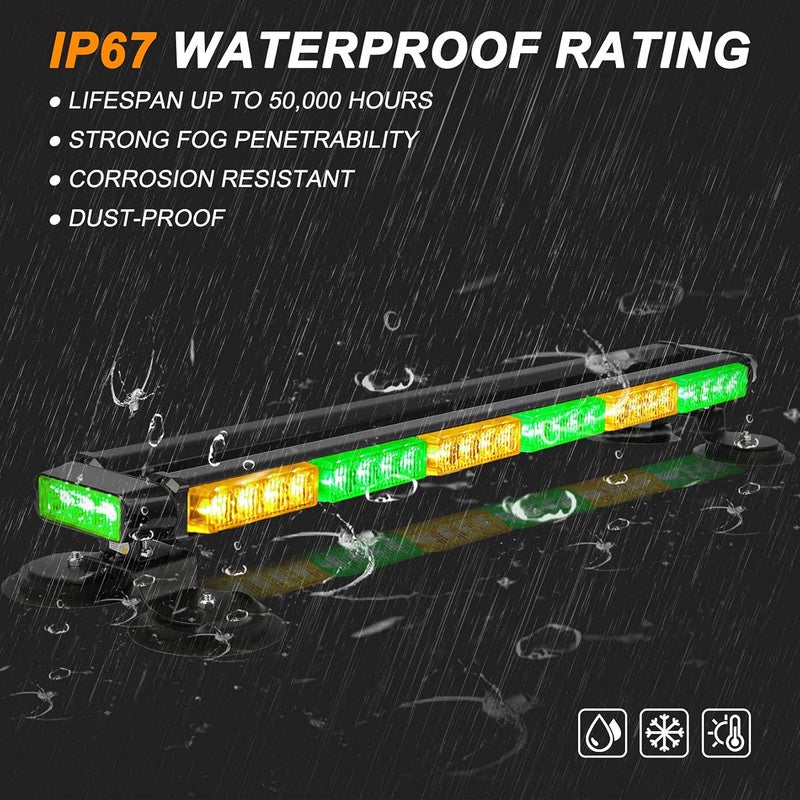 ASPL 29.5" 54 LED Strobe Light Bar Double Side Flashing High Intensity Emergency Warning Flash Strobe Light with Magnetic Base for Safety Construction Vehicles Tow Trucks Pickup (Amber/Green) - Image 5
