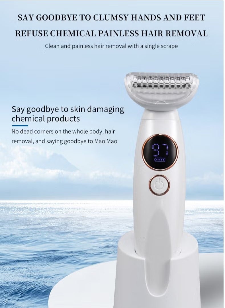 Premium 5-in-1 Women's Electric Shaver with Charging Base – Bikini Trimmer, Face, Eyebrow, Underarm & Body Epilator razor,Waterproof, Digital Display, Long Battery Life - Image 1