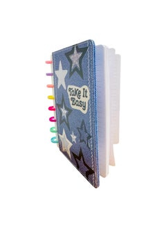 Generic Take It Easy Discbound Notebook, Denim Star Design Cover, Rainbow Disc Binding  - Image 2