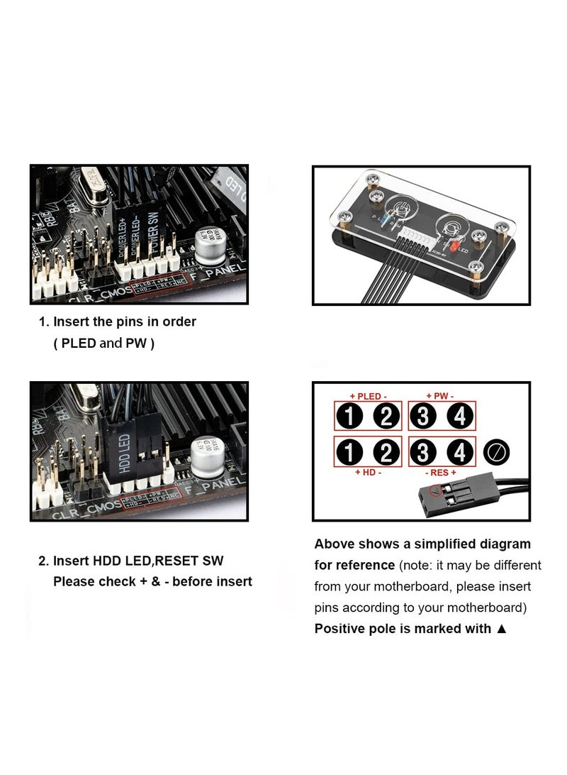 5.2ft Desktop Computer Power Switch, External Restart Button for PC Motherboard