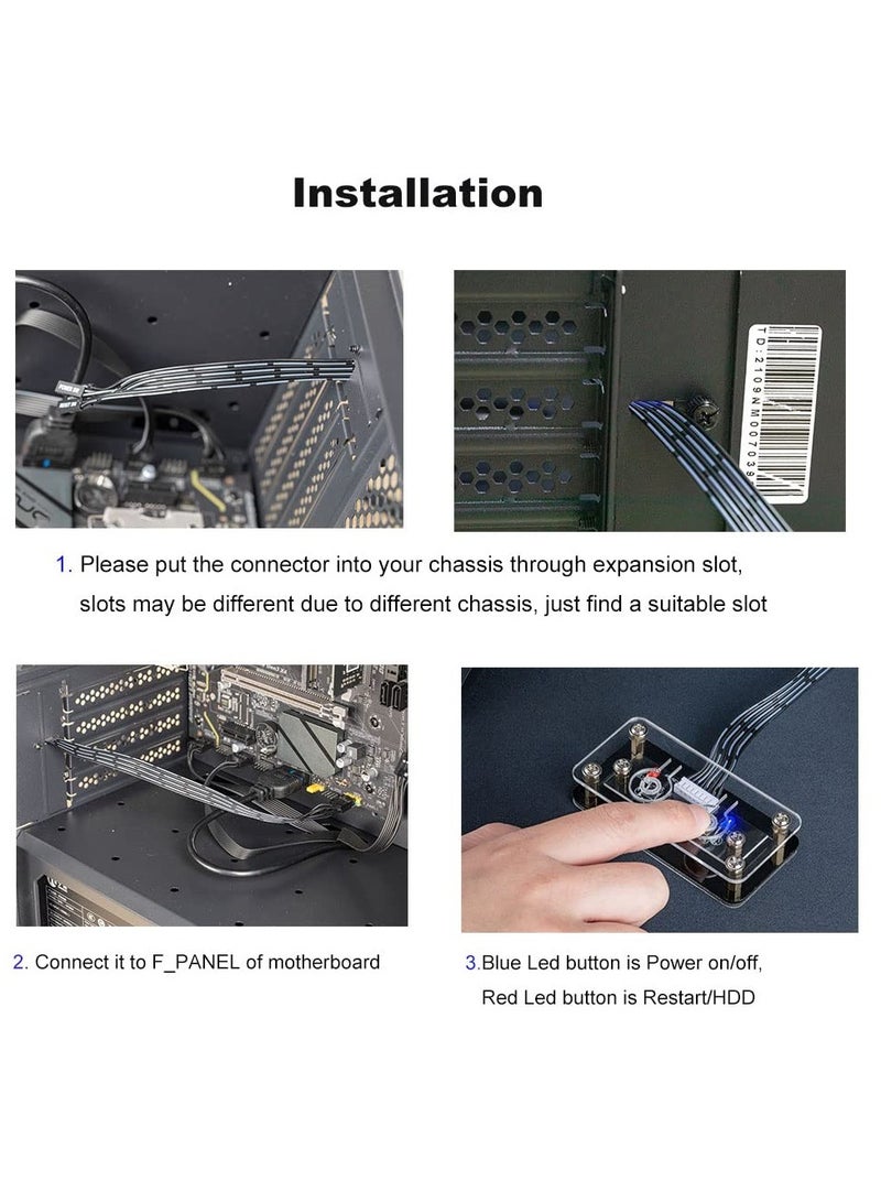 5.2ft Desktop Computer Power Switch, External Restart Button for PC Motherboard