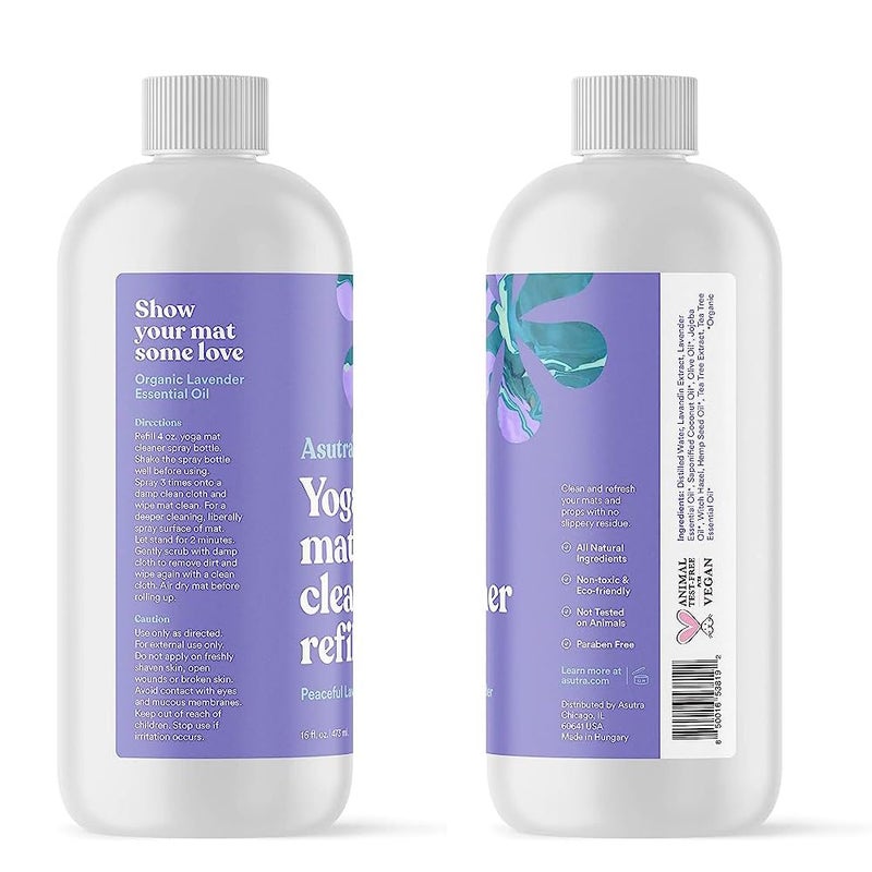 ASUTRA Yoga Mat Cleaner Spray Refill (Peaceful Lavender), 16 fl oz - Organic Essential Oils, No Slippery Residue, Deep-Cleansing for Fitness Gear & Gym Equipment - Image 3