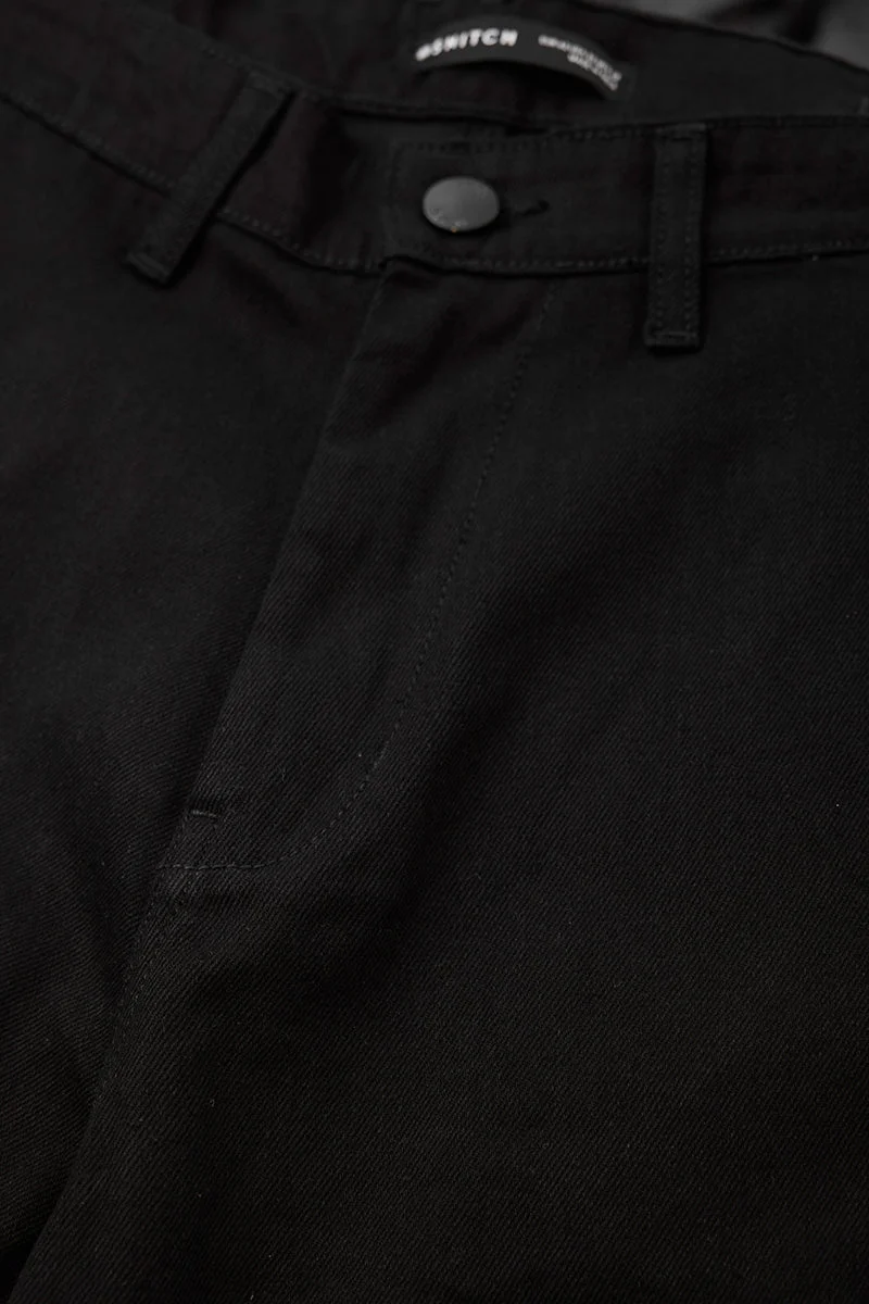 SNITCH بنطلون كارجو أسود بخصر متوسط وقصة واسعة