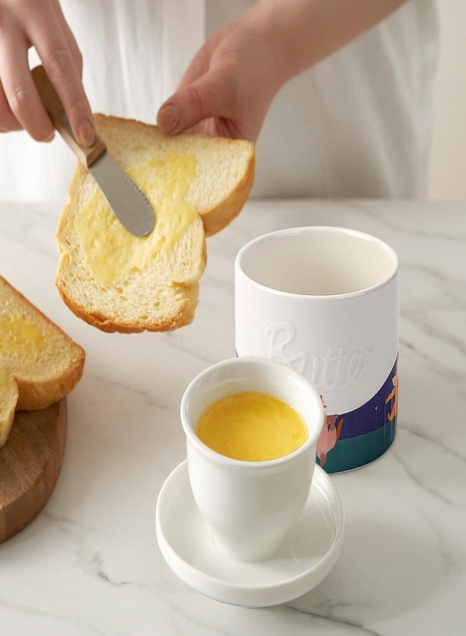 Toptier Butter Crock for Counter With Water Line, On Demand Spreadable Butter, Ceramic Butter Keeper to Leave On Counter, French Butter Dish with Lid (Animal Paradise) - Image 3