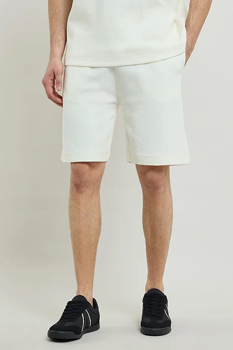 أر أند بي Textured Shorts with Drawstring Waist