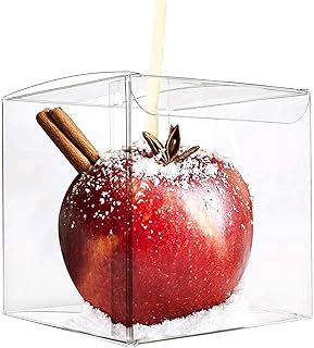 LOKQING LOKQING 30 Pcs Candy Apple Box with Hole Top, PET Clear Box, Transparent Boxes, Clear Gift Boxes for Caramel Apples  - Image 1