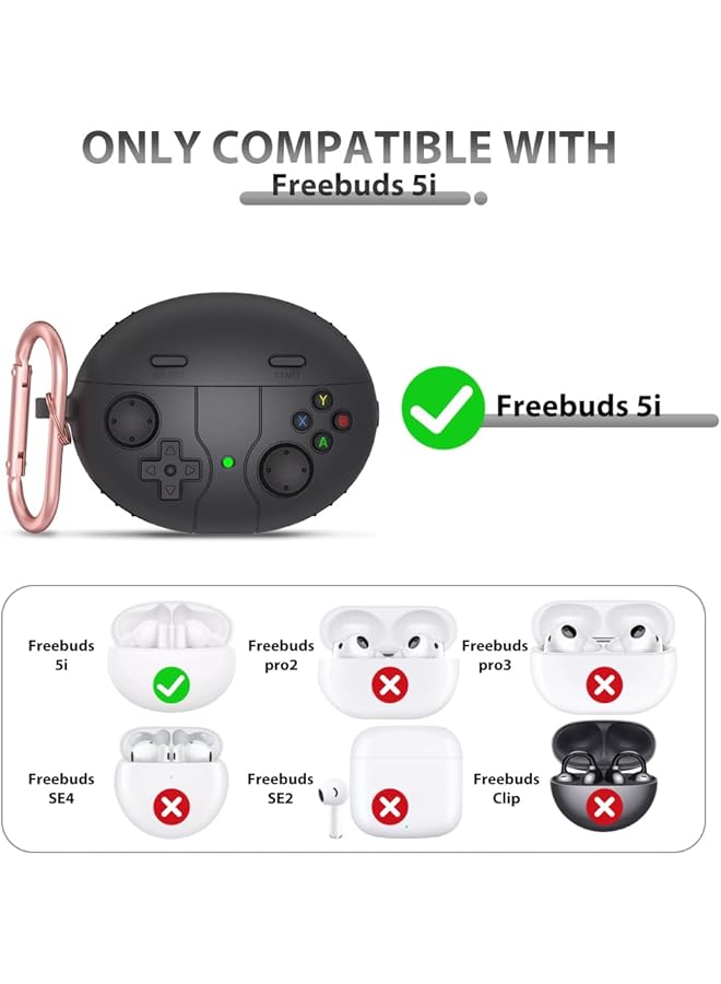 إيروريكس غطاء حماية لسماعات هواوي فري بادز 5I، جراب رائع على شكل وحدة تحكم ألعاب الفيديو، جراب ناعم من السيليكون المقاوم للخدش والصدمات مع سلسلة مفاتيح لجراب هواوي فري بادز 5I - Image 2