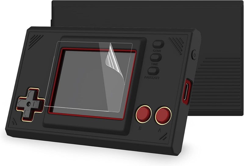 حافظة سيليكونية شفافة نصفية من لجهاز Nintendo Game & Watch: Super Mario Bros، مزودة بـ 2 واقي شاشة باللون الأسود - Image 1