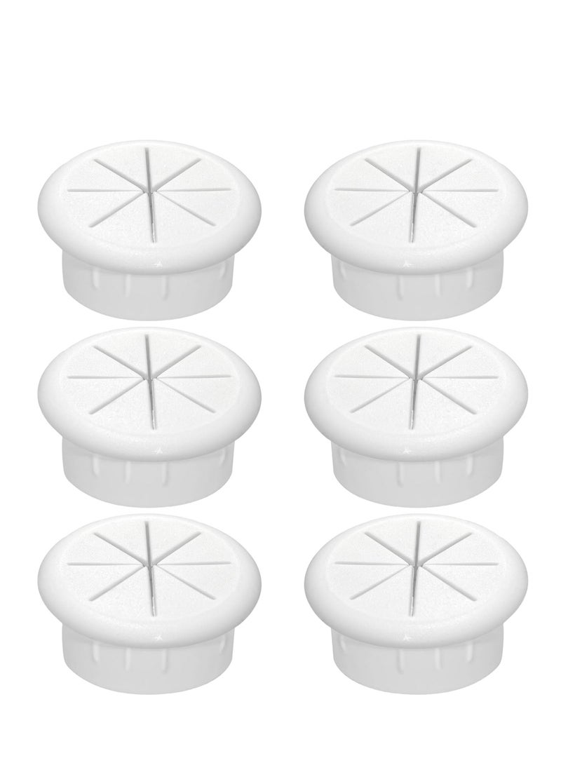 SYOSI Desk Grommet 6 Pcs Flexible Cable Hole Covers with Saw Ideal Solution for Office and Home Table White 2Inch 50mm  - Image 1