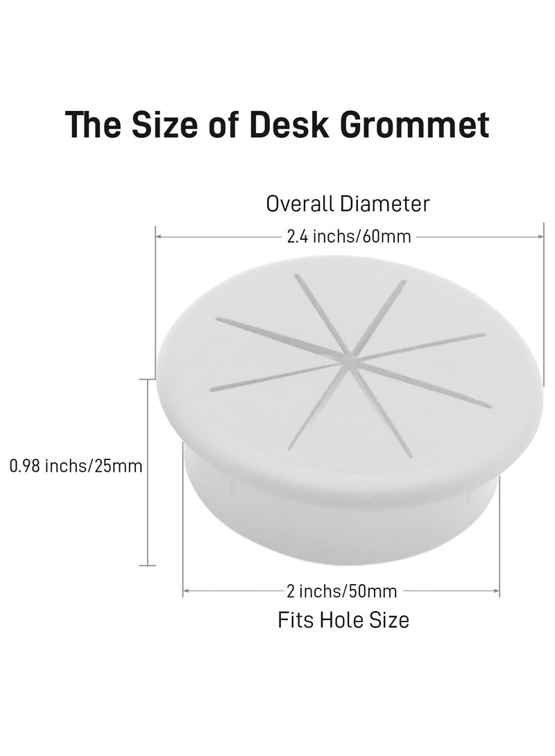 SYOSI Desk Grommet 6 Pcs Flexible Cable Hole Covers with Saw Ideal Solution for Office and Home Table White 2Inch 50mm  - Image 2