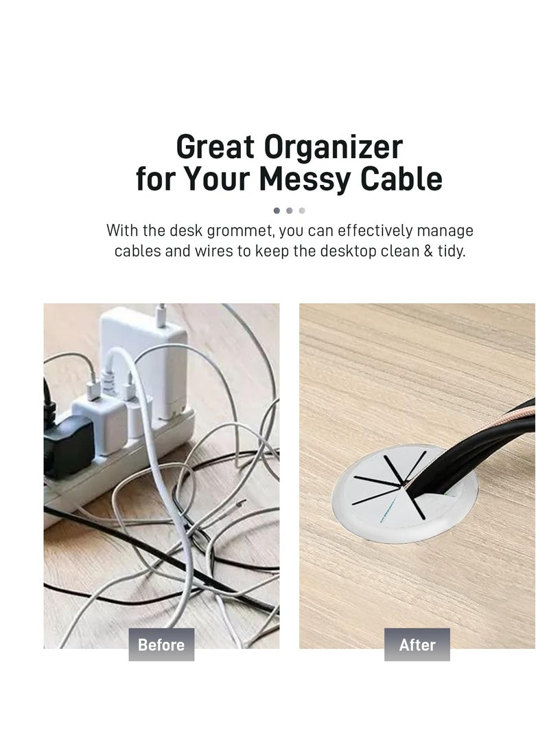 SYOSI Desk Grommet 6 Pcs Flexible Cable Hole Covers with Saw Ideal Solution for Office and Home Table White 2Inch 50mm  - Image 3
