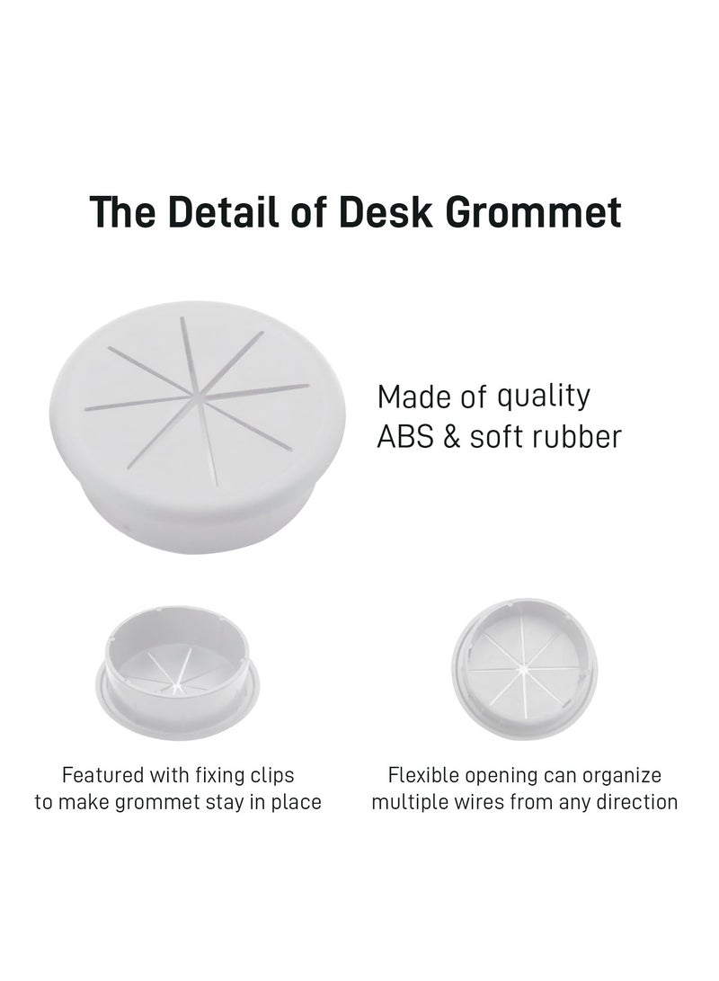 SYOSI Desk Grommet 6 Pcs Flexible Cable Hole Covers with Saw Ideal Solution for Office and Home Table White 2Inch 50mm  - Image 4