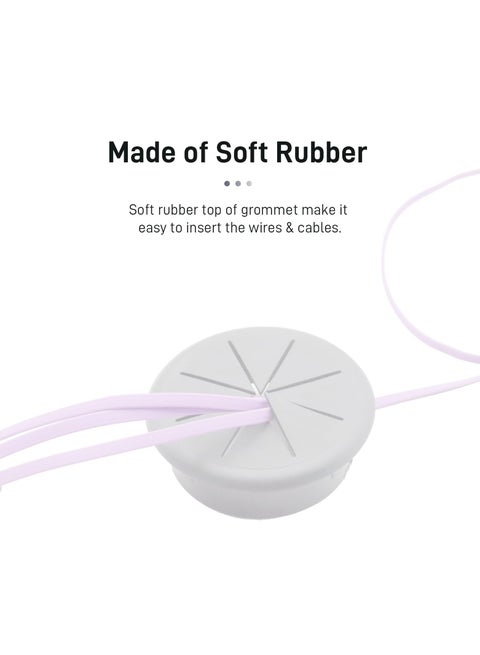 8 Pack White Cable Grommets - 1 Inch Flexible Rubber Desk Wire Organizers For TV & Computer