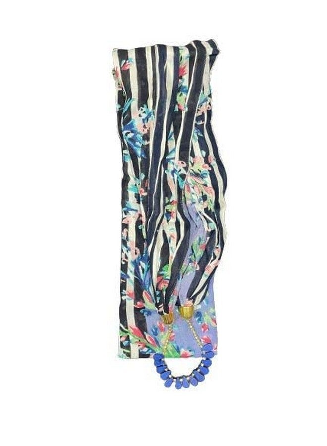 Rosina Fashion Pendant Scarf Necklace Stole Dupatta Stoles Muffler Wrap Scarves for Women and Girls (Striped) - Image 1