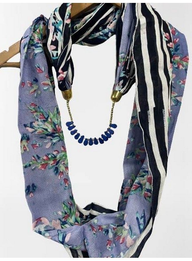 Rosina Fashion Pendant Scarf Necklace Stole Dupatta Stoles Muffler Wrap Scarves for Women and Girls (Striped) - Image 2