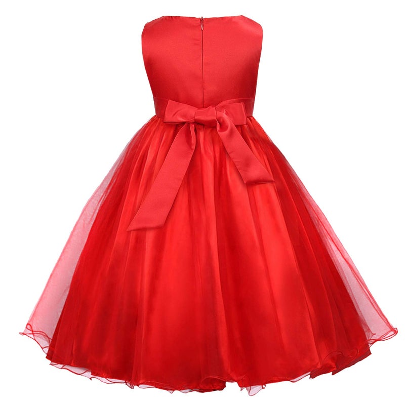 Acecharming Girls Dresses Sequin Flower Girls Party Dress Bridesmaid Ball Gown Wedding Tulle 3-10 Years Red - Image 2