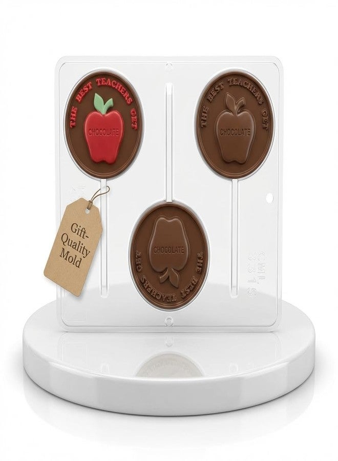 Lollipops The Best Teachers Get Chocolate Lollipop Chocolate Candy Mold 3315-3 Cavities, 3.5" Diameter - Image 4