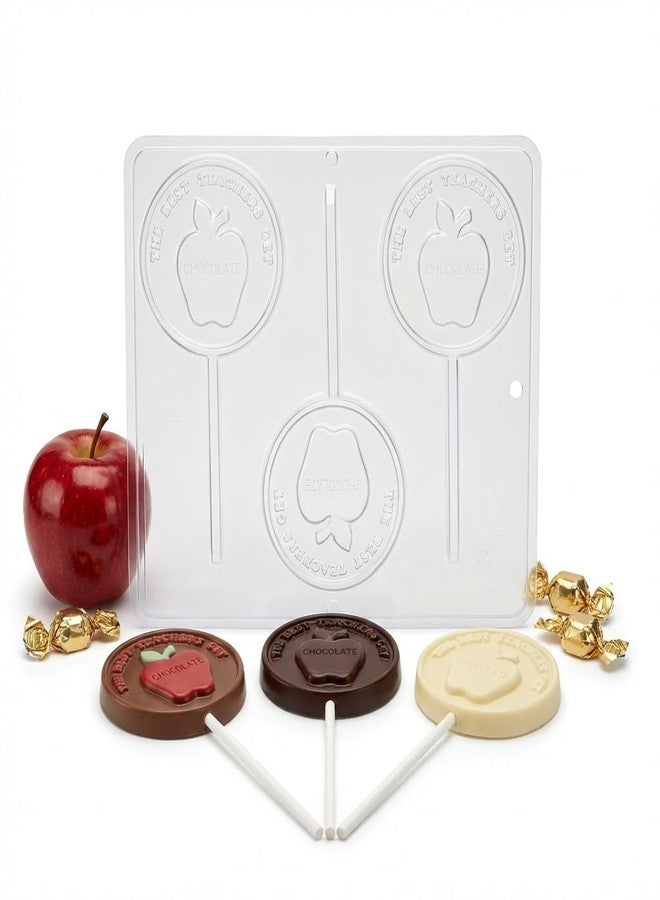 Lollipops The Best Teachers Get Chocolate Lollipop Chocolate Candy Mold 3315-3 Cavities, 3.5" Diameter - Image 5