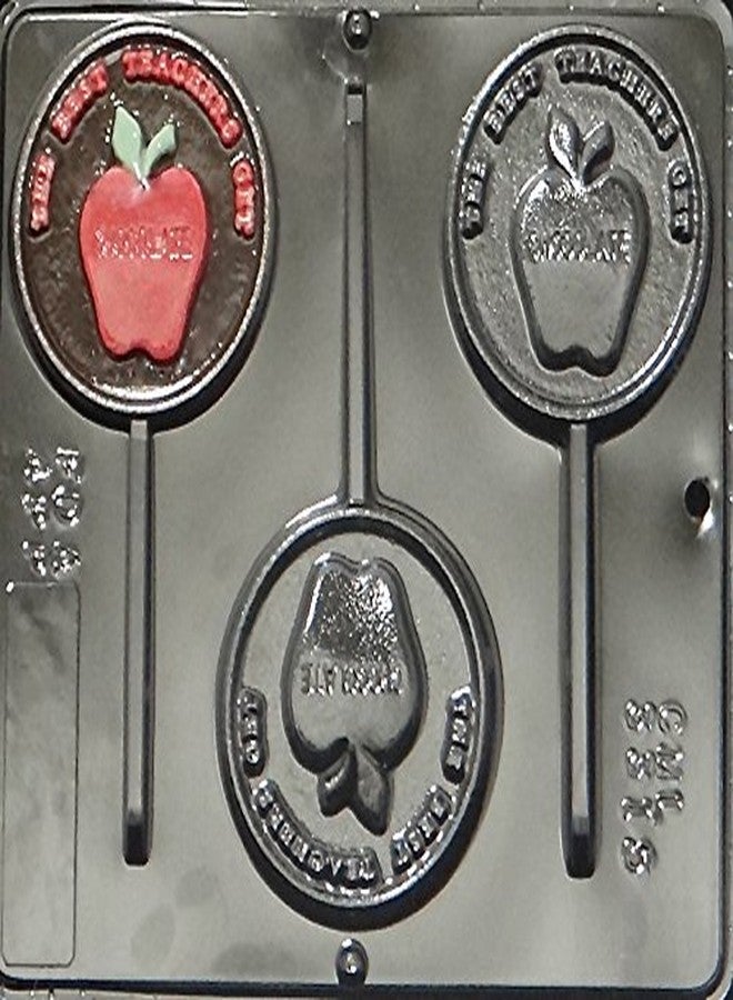 Lollipops The Best Teachers Get Chocolate Lollipop Chocolate Candy Mold 3315-3 Cavities, 3.5" Diameter - Image 3