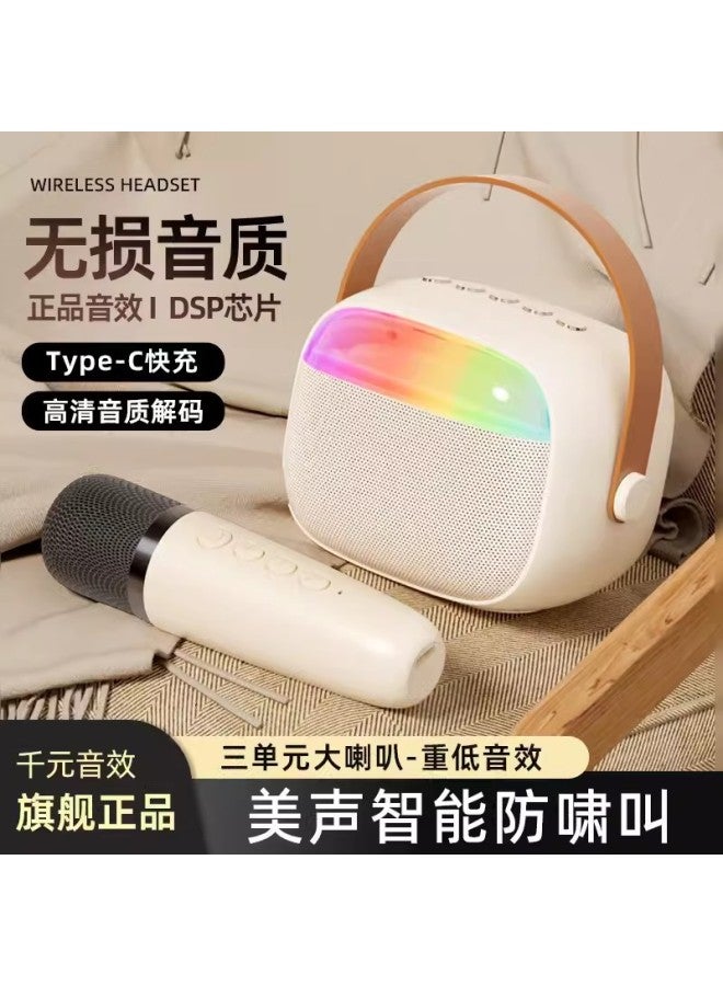 نيوترل مكبر صوت بلوتوث لاسلكي K30 مع إضاءة ملونة جذابة، ميكروفون مزدوج لغناء الكاريوكي، ميكروفون صوتي متكامل، محمول ومناسب للاستخدام في الهواء الطلق - Image 2