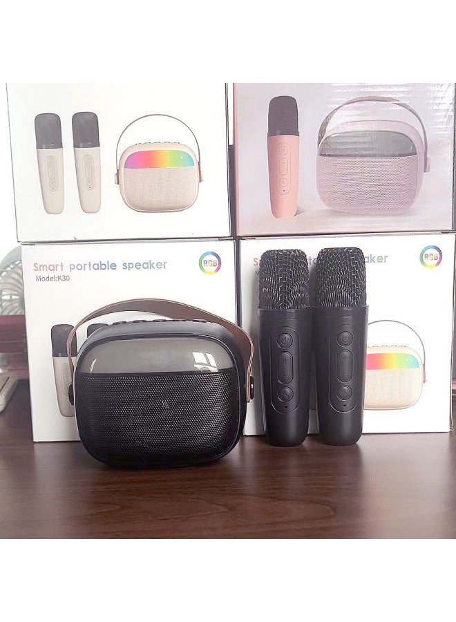 نيوترل مكبر صوت بلوتوث لاسلكي K30 مع إضاءة ملونة جذابة، ميكروفون مزدوج لغناء الكاريوكي، ميكروفون صوتي متكامل، محمول ومناسب للاستخدام في الهواء الطلق - Image 1