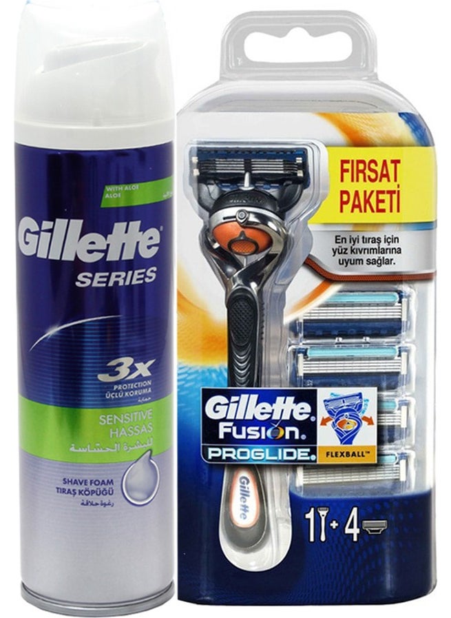 Gillette شفره فيوجن بروغلايد 5 أب + رغوة حساسة 250 مل 