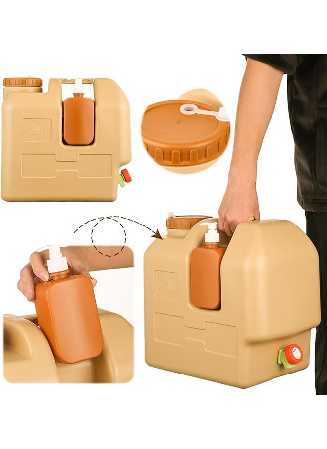 DAREU 20L BPA-Free Portable Water Container with Spigot and 500ml Soap Dispenser, Food-Grade Camping Water Jug for Outdoor Adventures, Hiking, Car, Picnics, and Emergency Water Storage  - Image 2